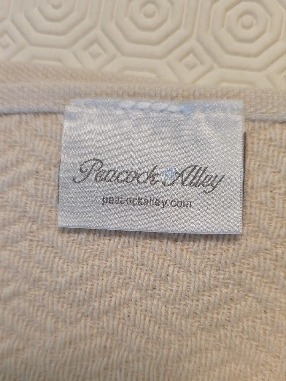 Peacock Alley Soft Cream Woven Throw Blanket with Fringe 38x62